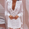 Women's Elegant V-Neck Lace Long-Sleeve Dress