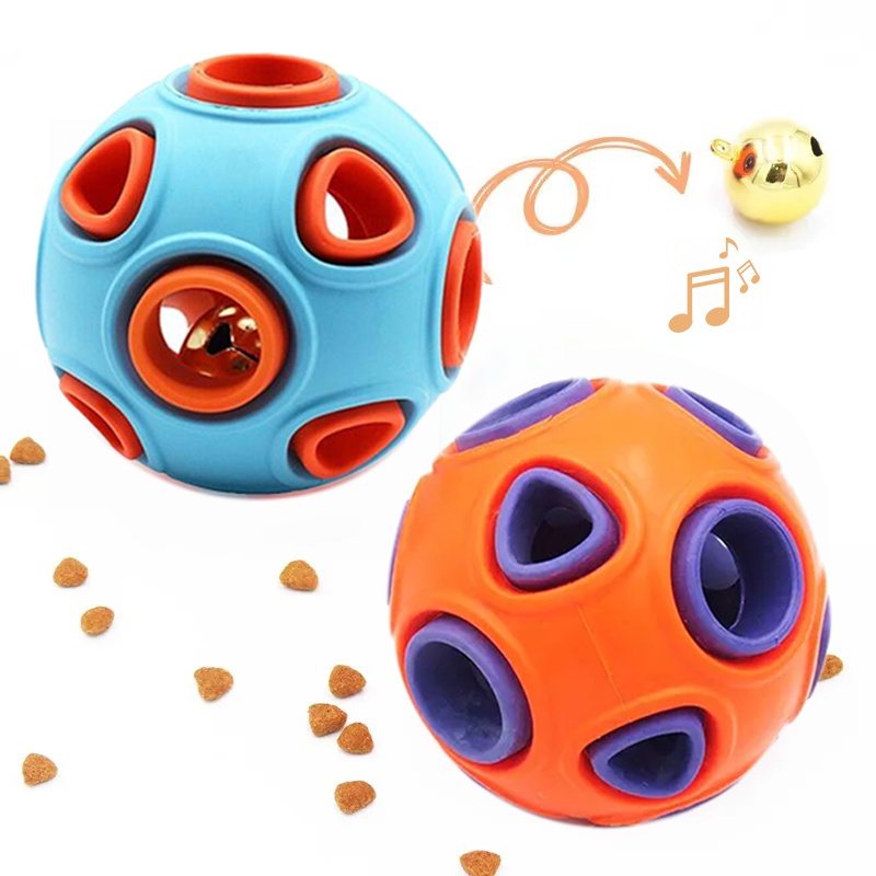 Dog Rubber Ball with Bell Sound, 2-Pack, Interactive Pet Chew